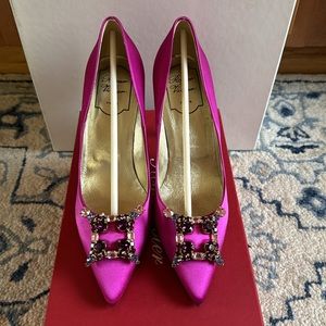 Roger Vivier Décolleté King Silk Satin Strass Fuchsia 36 New
